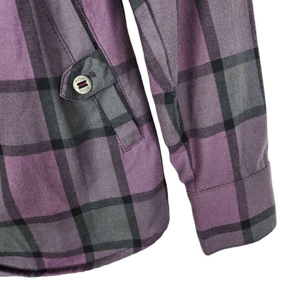 KUHL Top Womens XS Purple Black Plaid Flannel Rukus 1/2 Button Down Shirt Cabin - Picture 4 of 9